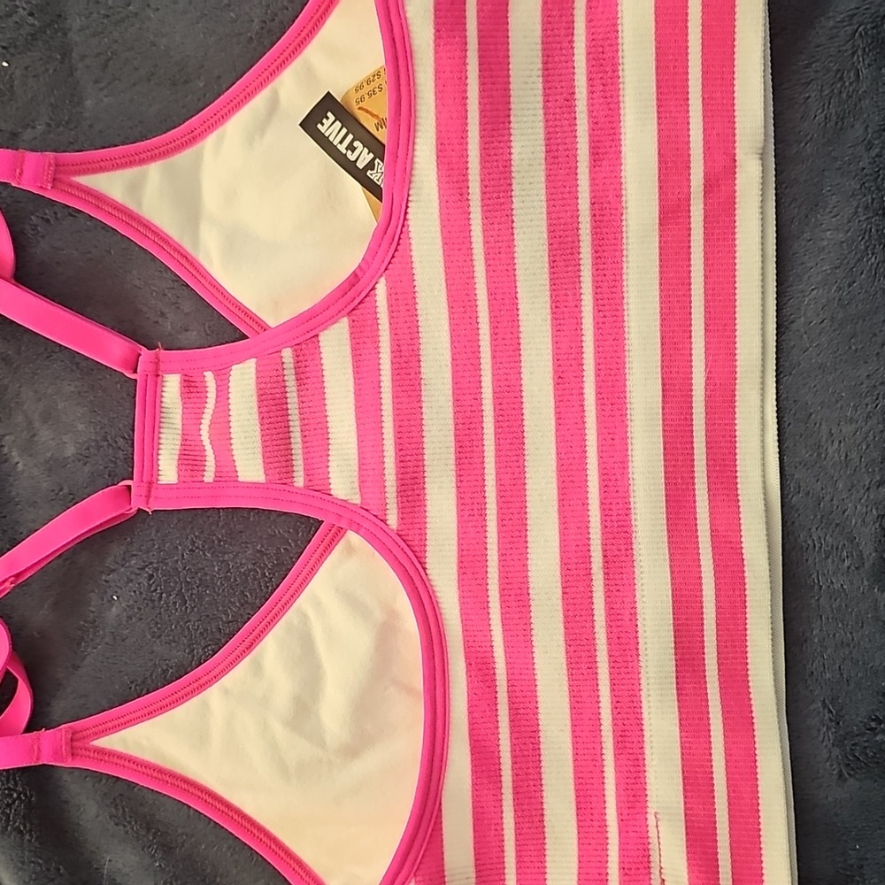 Pink Striped Sports Bra Size M - Picture 6 of 6